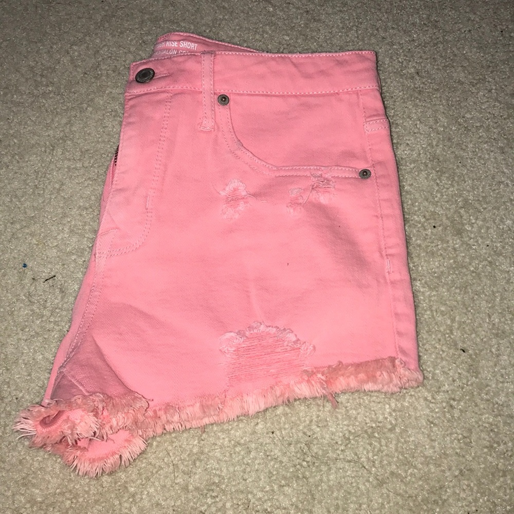 Pink Ripped High Rise Shorts - Picture 2 of 4